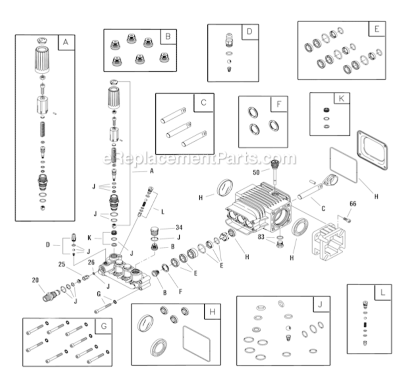 Pump Diagram and Parts List for 020524-00  Briggs and Stratton Pressure Washer